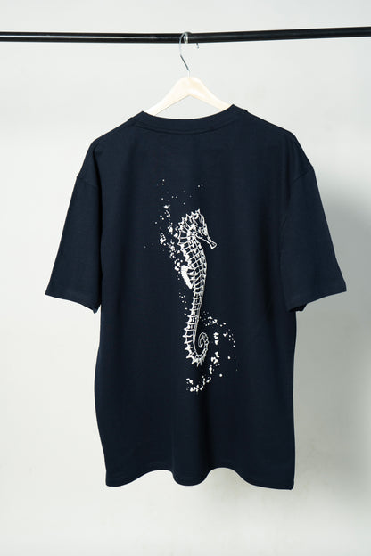 "Seahorse" Oversized Navy Blue T-Shirt