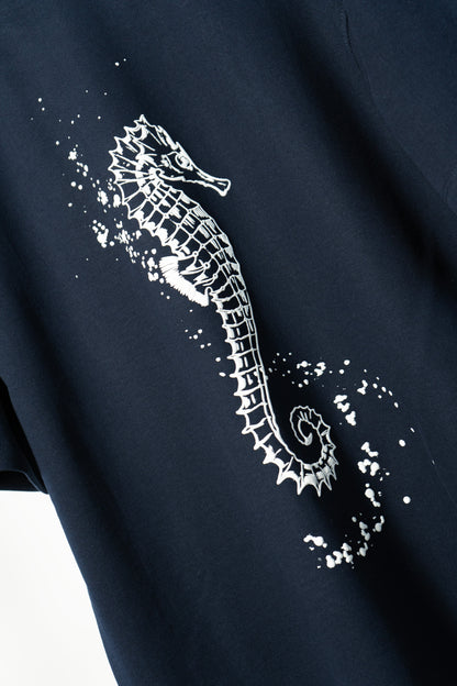 "Seahorse" Oversized Navy Blue T-Shirt